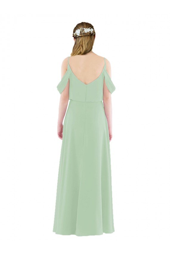 Affordable Off-the-Shoulder Long Chiffon Beachy Bridesmaid Dress UK