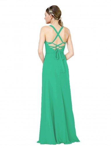 Affordable Classic Chiffon Bridesmaid Dress with Lace-Up Back UK