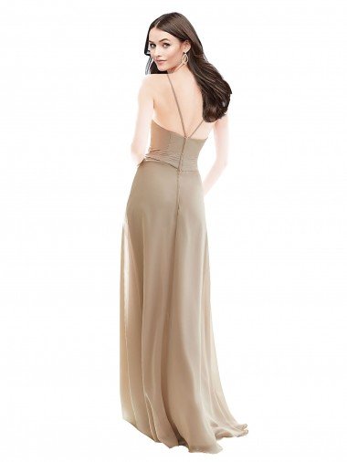 Affordable Elegant Bridesmaid with High Neckline and Illusion V-Neck UK