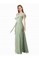 Affordable Chiffon Bridesmaids Dress with Ruffles Flutter Sleeves UK