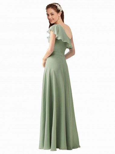 Affordable Chiffon Bridesmaids Dress with Ruffles Flutter Sleeves UK