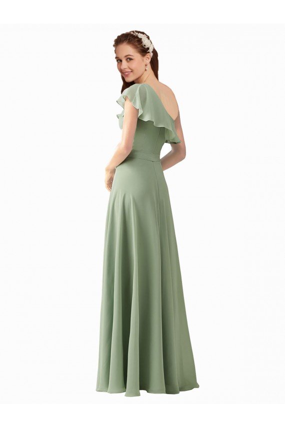Affordable Chiffon Bridesmaids Dress with Ruffles Flutter Sleeves UK
