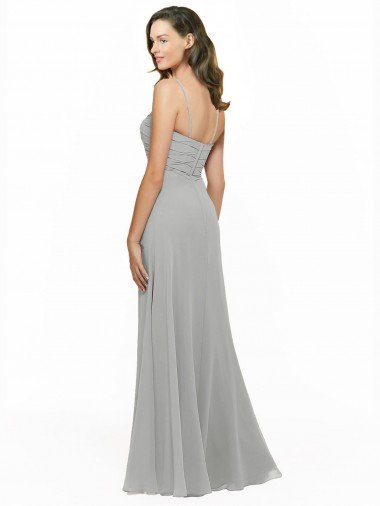 Affordable Chiffon Bridesmaid Dress with Sweetheart Neckline and Adjustable Straps UK