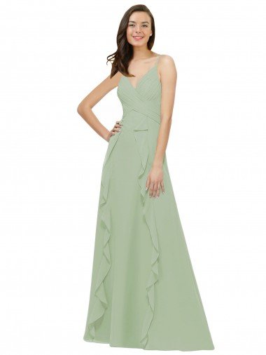 Affordable Chiffon Bridesmaid Dress with Ruffles and Draping UK