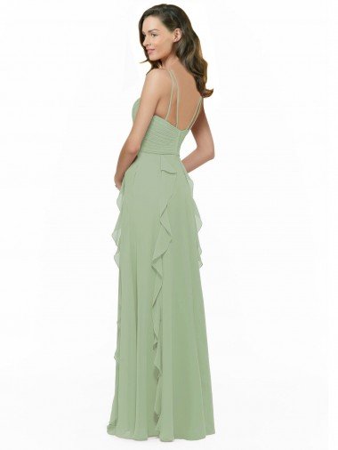 Affordable Chiffon Bridesmaid Dress with Ruffles and Draping UK