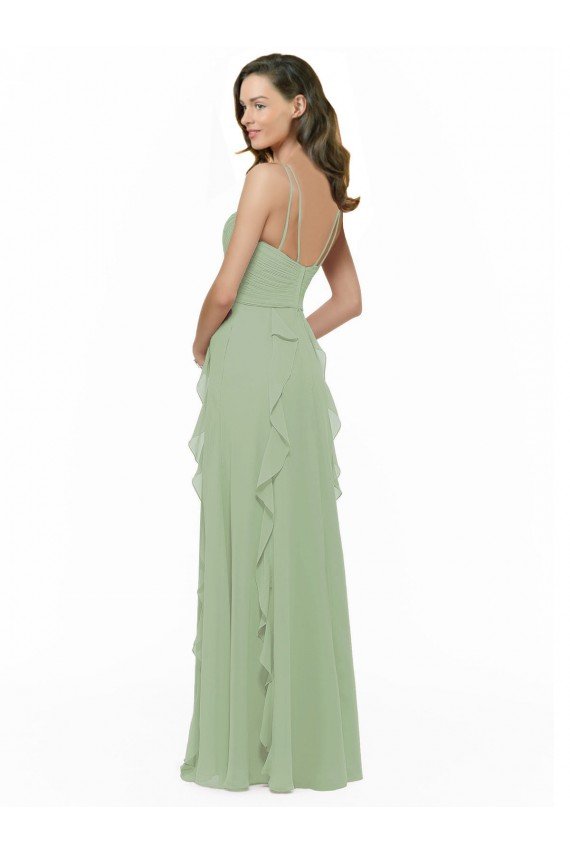 Affordable Chiffon Bridesmaid Dress with Ruffles and Draping UK