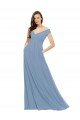 Affordable Chiffon Bridesmaid Dress with Classic Off the Shoulder Neckline UK