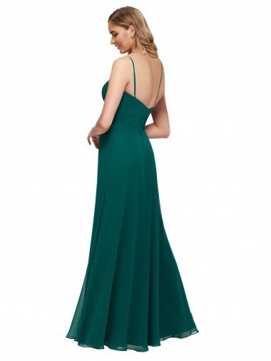 Affordable Chiffon Bridesmaid Dress with Pleated Bodice and Straps UK