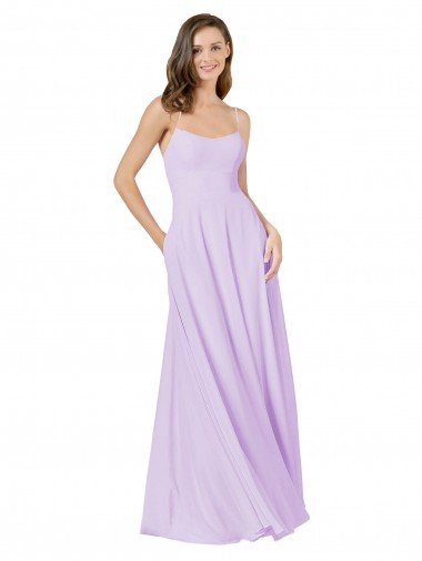 Affordable Simple Chiffon Bridesmaid Dress with Pocket UK