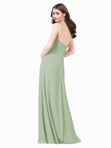 Affordable Floor Length Long Chiffon Bridesmaid Dress with Side Slit UK