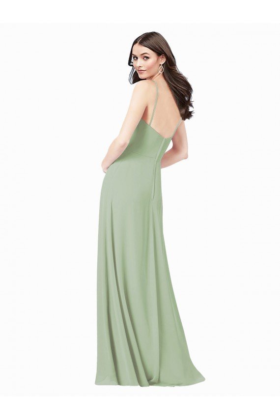 Affordable Floor Length Long Chiffon Bridesmaid Dress with Side Slit UK