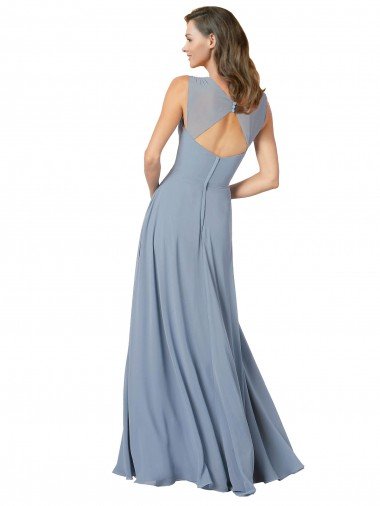 Affordable Surplice Bodice A-Line Long Chiffon Bridesmaid Dress UK