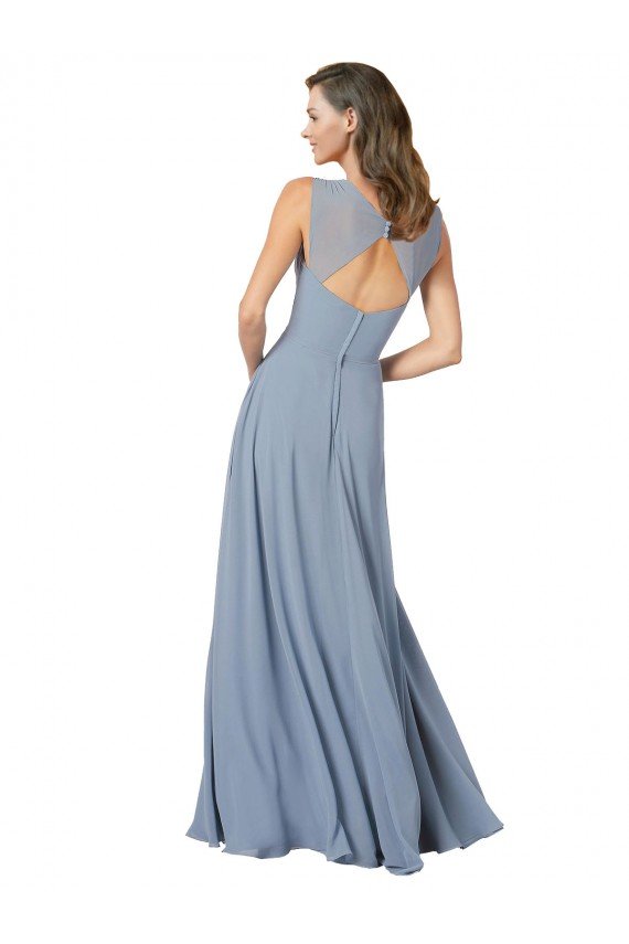 Affordable Surplice Bodice A-Line Long Chiffon Bridesmaid Dress UK