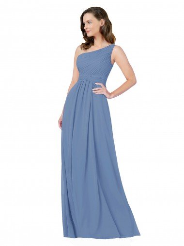 Affordable Pleated One Shoulder Chiffon Bridesmaid Dress UK