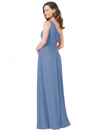 Affordable Pleated One Shoulder Chiffon Bridesmaid Dress UK