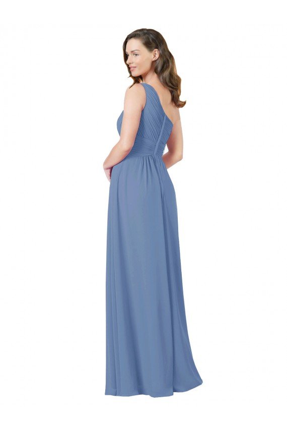 Affordable Pleated One Shoulder Chiffon Bridesmaid Dress UK