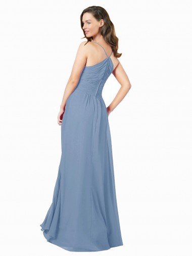 Affordable A-Line Ruched V-Neckline Chiffon Bridesmaid Dress UK