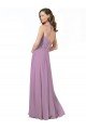 Affordable Floral Detailed Chiffon Bridesmaid Dress with Keyhole Back UK