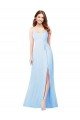 Affordable Chiffon Bridesmaid Dress with Tie Sash and Side Slit UK