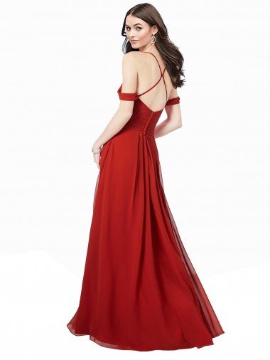 Affordable Cold Shoulder Chiffon Bridesmaid Dress UK