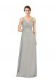 Affordable V-Neck Chiffon Bridesmaid Dress with Illusion Gathered Bodice UK