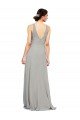 Affordable V-Neck Chiffon Bridesmaid Dress with Illusion Gathered Bodice UK