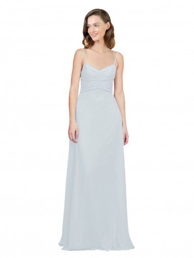 Affordable Slim A-Line Chiffon Bridesmaid Dress with Spaghetti Strap Gathered Bodice UK