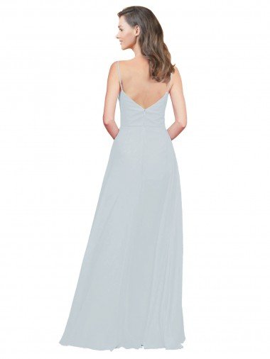 Affordable Slim A-Line Chiffon Bridesmaid Dress with Spaghetti Strap Gathered Bodice UK