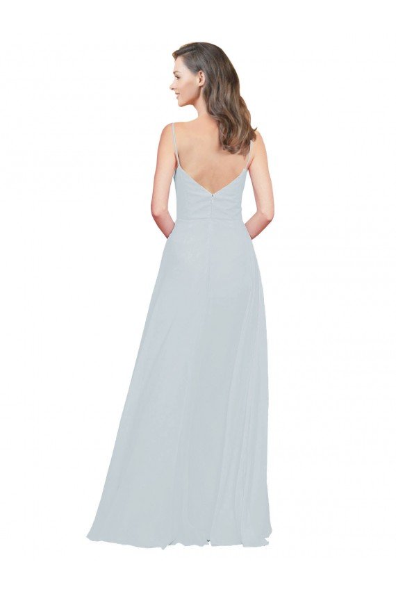 Affordable Slim A-Line Chiffon Bridesmaid Dress with Spaghetti Strap Gathered Bodice UK