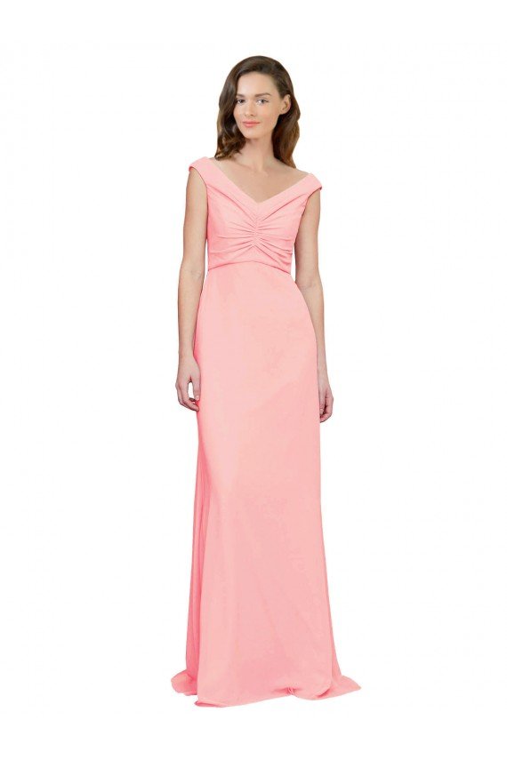 Affordable Luxe Chiffon Bridesmaid Dress with Shoulder Tip Gathered Bodice UK