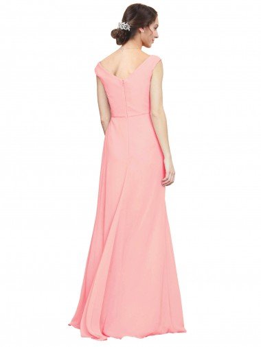 Affordable Luxe Chiffon Bridesmaid Dress with Shoulder Tip Gathered Bodice UK