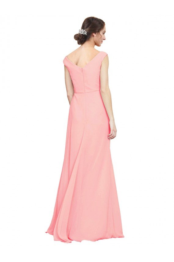 Affordable Luxe Chiffon Bridesmaid Dress with Shoulder Tip Gathered Bodice UK