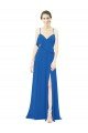 Affordable Spaghetti Strap Chiffon Bridesmaids Dress with Asymmetrical Ruffle and Front Slit UK