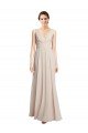 Affordable Long V-Neck Chiffon Bridesmaids Dress with Double Straps UK