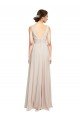 Affordable Long V-Neck Chiffon Bridesmaids Dress with Double Straps UK
