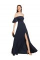 Affordable Off the Shoulder Floaty Sleeves Chiffon Bridesmaid Dress / Prom Dress with High Slit UK