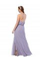 Affordable Grecian Style Halter Chiffon Bridesmaid Dress with Keyhole and Slit UK