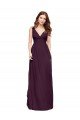 Affordable Plunging V-Neckline Long Chiffon Bridesmaid Dress with Deep V-Back UK