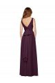 Affordable Plunging V-Neckline Long Chiffon Bridesmaid Dress with Deep V-Back UK