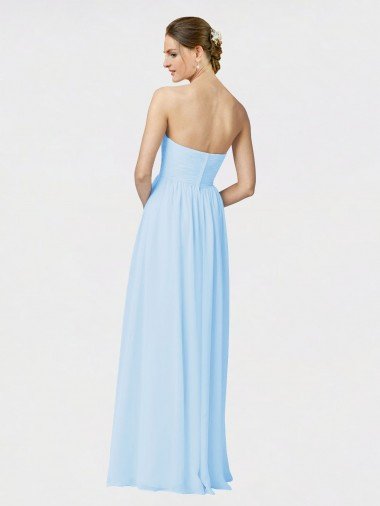 Affordable Full Length Chiffon Bridesmaid Dress with Deep Sweetheat and Shirred Bodice UK
