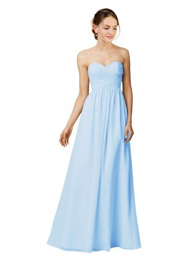 Affordable Strapless Chiffon Bridesmaid Dress with Criss Cross Shirred Bodice UK