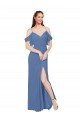 Affordable Mock-Wrap Off the Shoulder Long Chiffon Bridesmaid Dress with Side Slit UK