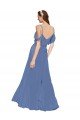 Affordable Mock-Wrap Off the Shoulder Long Chiffon Bridesmaid Dress with Side Slit UK