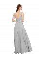 Affordable Squre Necked Long Chiffon Bridesmaid Dress with Front Slit UK