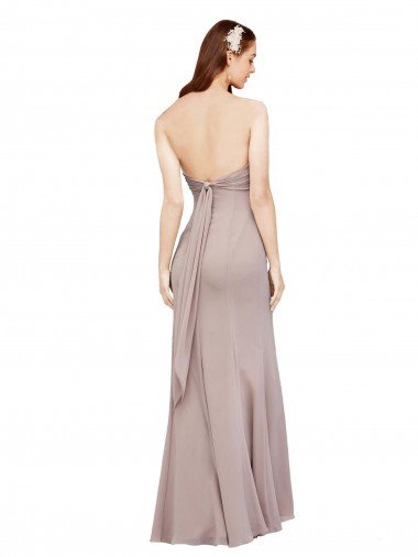 Affordable Fit and Flare Long Chiffon Bridesmaid Dress / Prom Dress with Sash and Open Back UK