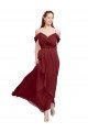 Affordable Grecian Inspired Draped Off the Shoulder Long Chiffon Bridesmaid Dress UK
