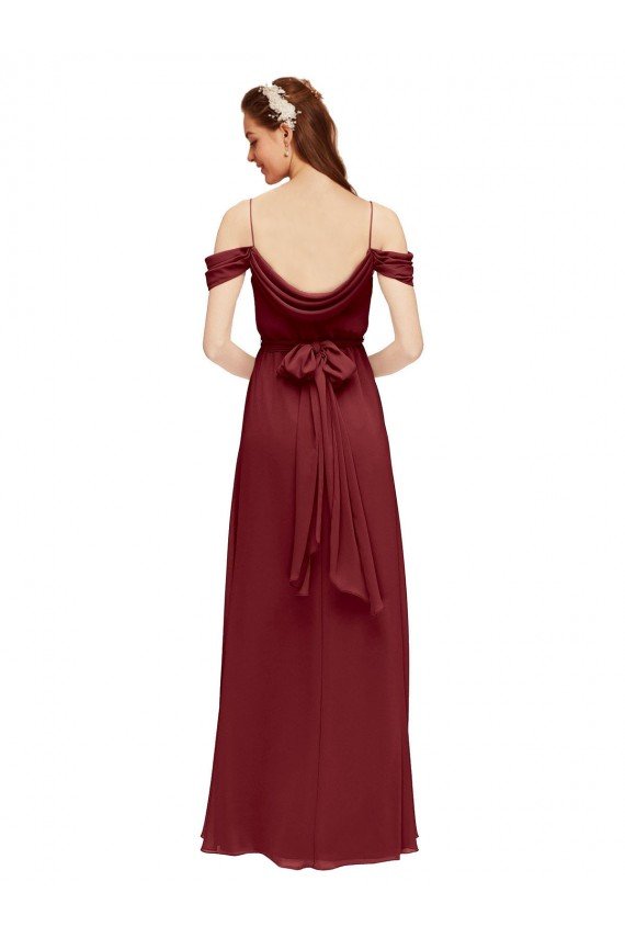 Affordable Grecian Inspired Draped Off the Shoulder Long Chiffon Bridesmaid Dress UK