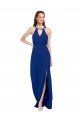 Affordable High Keyhole Neck Long Chiffon Bridesmaid Dress with Slit UK