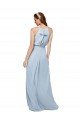 Affordable High Keyhole Neck Long Chiffon Bridesmaid Dress with Slit UK