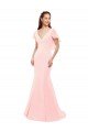Affordable Fit and Flare Chiffon Bridesmaid Dress with V-Neck and Flutter Sleeves UK